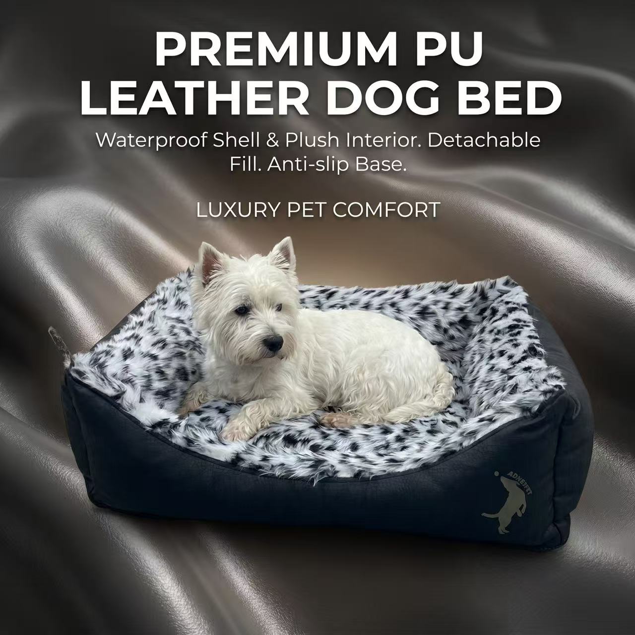 PU Leather&warm Dog Bed /Black